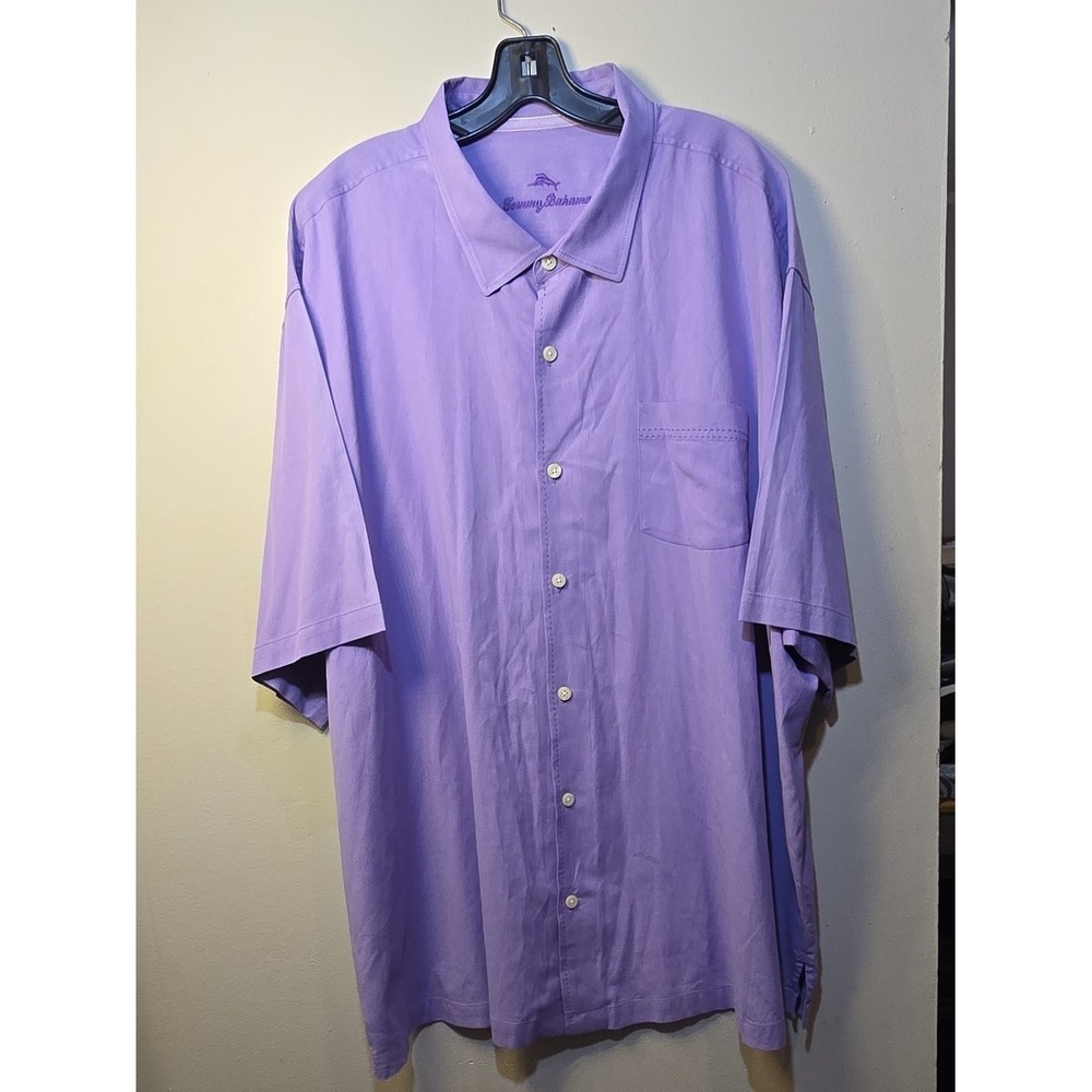 Tommy Bahama Lavender Silk Blend Short Sleeve Camp Shirt Mens 3XLB Purple